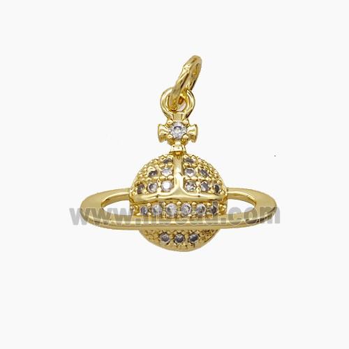 Copper Pendant Pave Zircon, Gold Plated