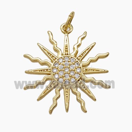 Copper Pendant Pave Zircon, Gold Plated