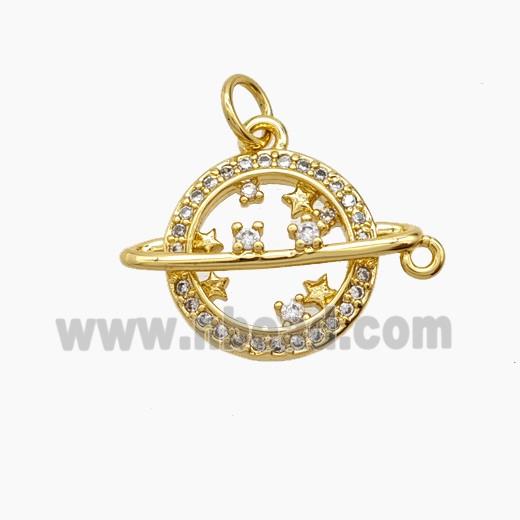Copper Pendant Pave Zircon, Gold Plated