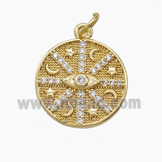 Copper Pendant Pave Zircon, Gold Plated