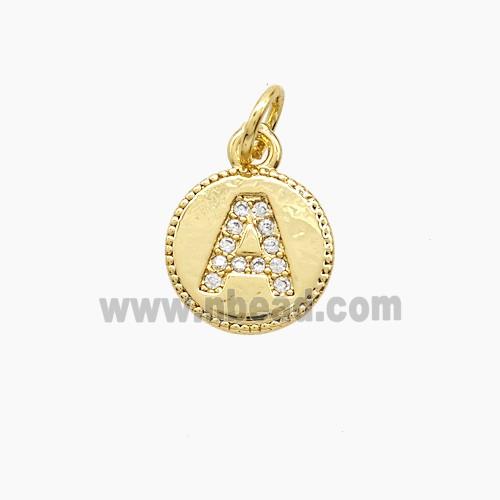 Copper Pendant Pave Zircon, Gold Plated