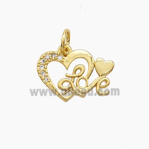 Copper Pendant Pave Zircon, Gold Plated