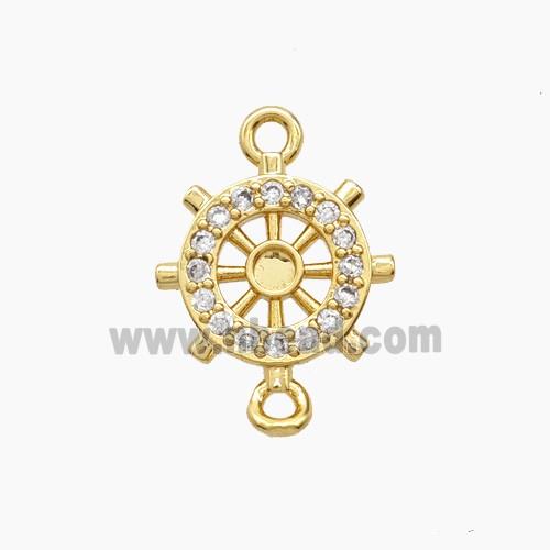 Copper Pendant Pave Zircon, Gold Plated