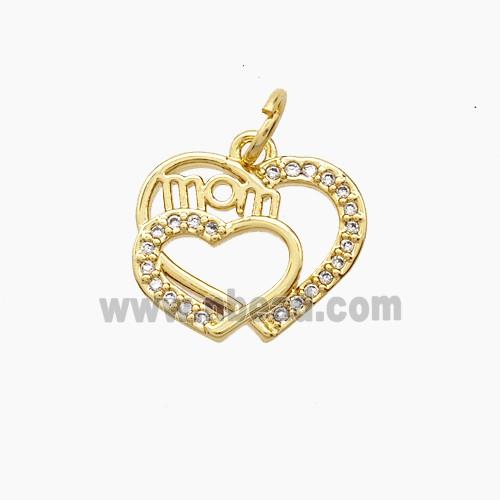 Copper Pendant Pave Zircon, Gold Plated