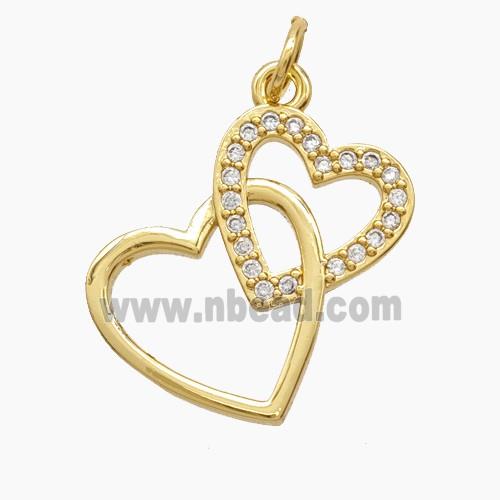 Copper Pendant Pave Zircon, Gold Plated