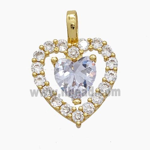 Copper Pendant Pave Zircon, Gold Plated