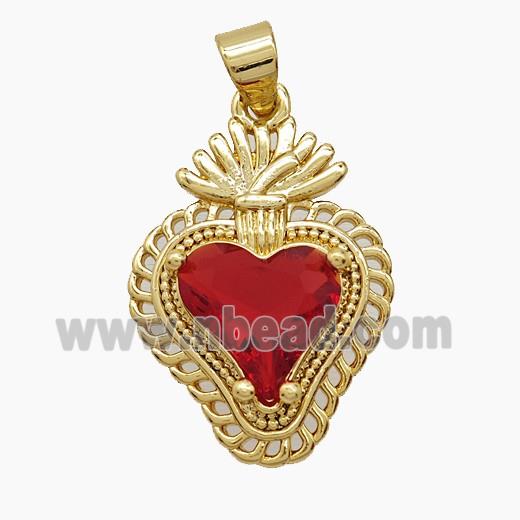 Copper Pendant Pave Zircon, Gold Plated