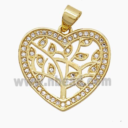 Copper Pendant Pave Zircon, Gold Plated