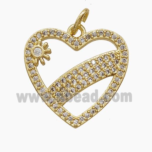 Copper Pendant Pave Zircon, Gold Plated