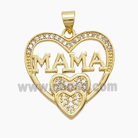 Copper Pendant Pave Zircon, Gold Plated