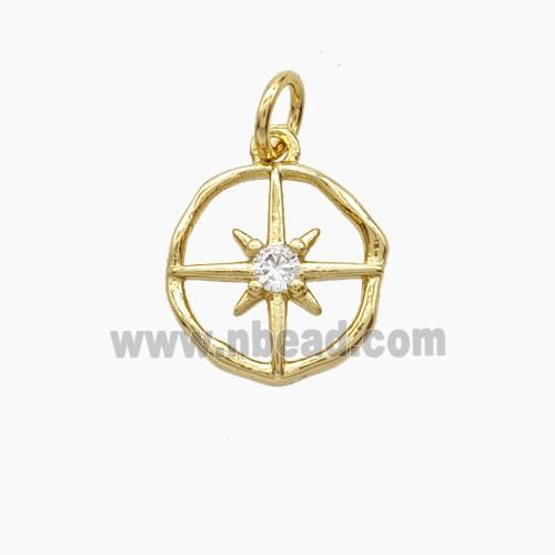 Copper Pendant Pave Zircon, Gold Plated