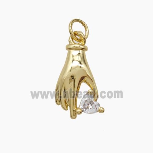 Copper Pendant Pave Zircon, Gold Plated