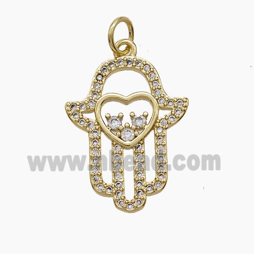 Copper Pendant Pave Zircon, Gold Plated