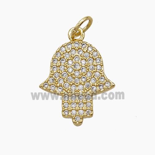 Copper Pendant Pave Zircon, Gold Plated