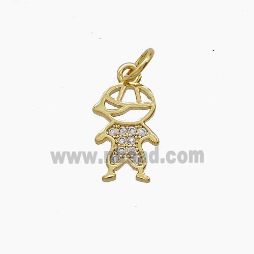 Copper Pendant Pave Zircon, Gold Plated