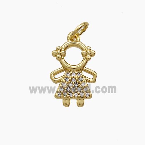 Copper Pendant Pave Zircon, Gold Plated