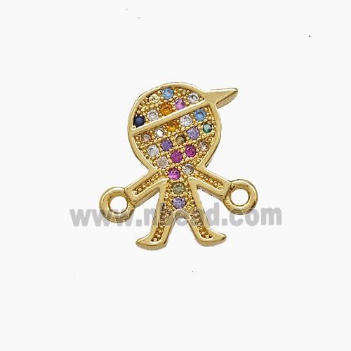 Copper Pendant Pave Zircon, Gold Plated