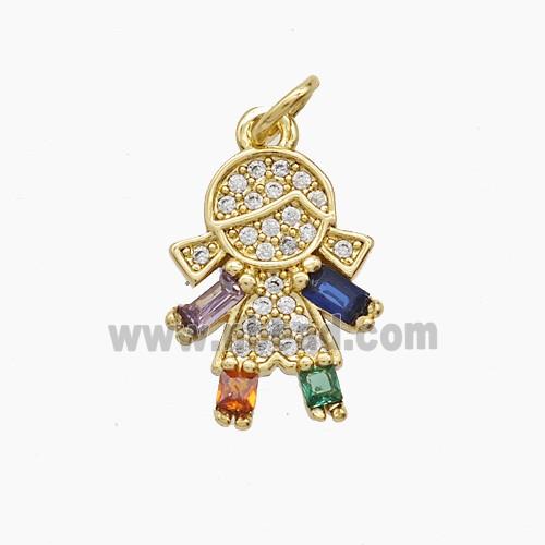 Copper Pendant Pave Zircon, Gold Plated