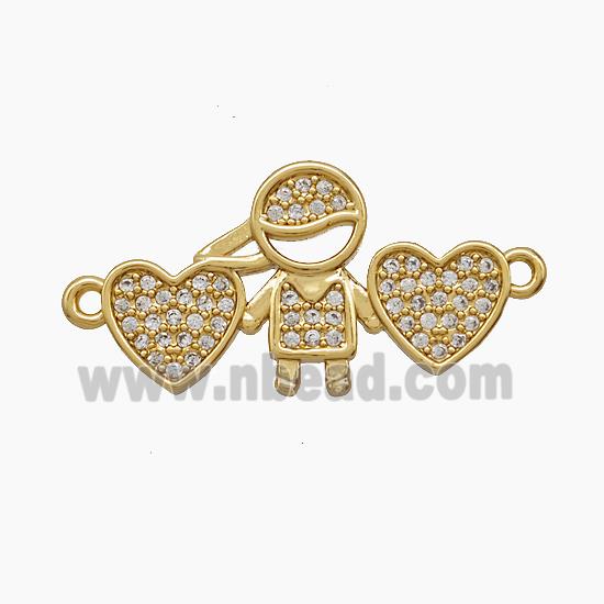 Copper Pendant Pave Zircon, Gold Plated
