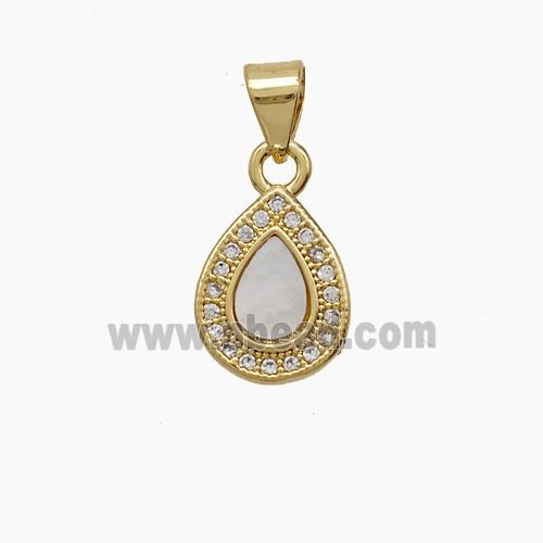 Copper Pendant Pave Zircon, Gold Plated