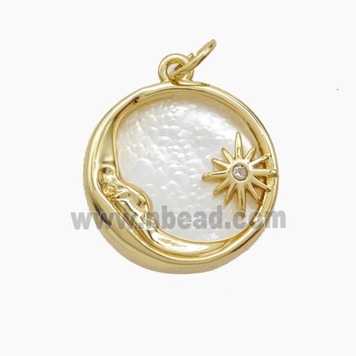 Copper Pendant Pave Zircon, Gold Plated