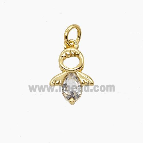 Copper Pendant Pave Zircon, Gold Plated