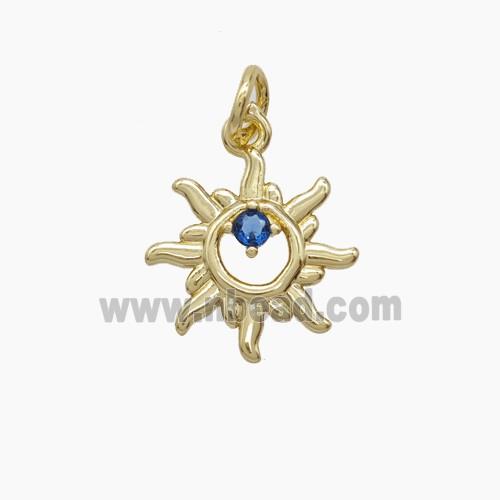 Copper Pendant Pave Zircon, Gold Plated