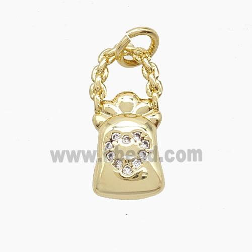Copper Pendant Pave Zircon, Gold Plated