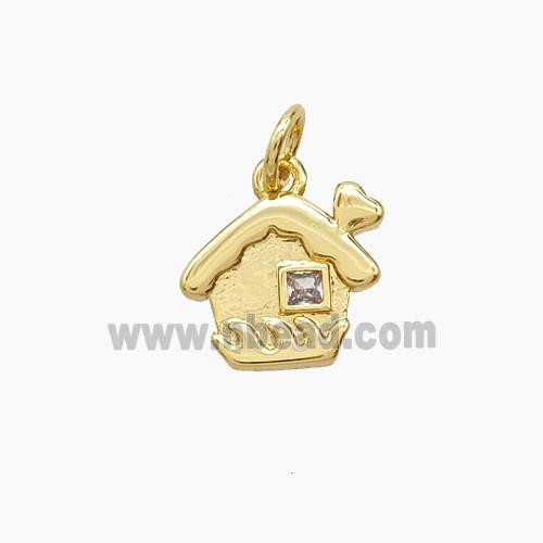 Copper Pendant Pave Zircon, Gold Plated