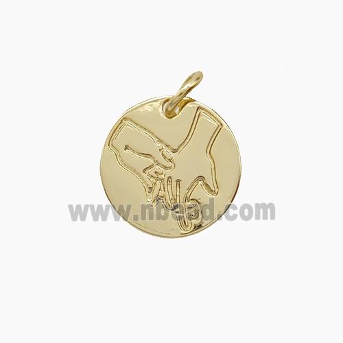 Copper Pendant Pave Zircon, Gold Plated