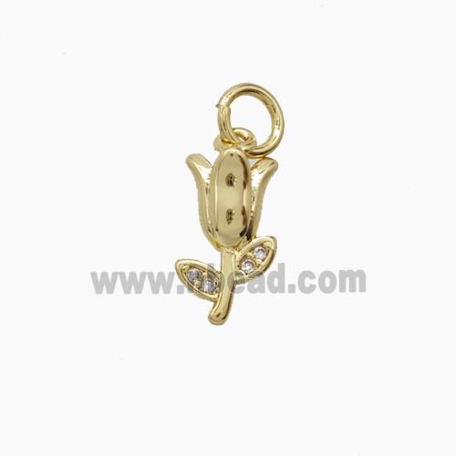 Copper Pendant Pave Zircon, Gold Plated