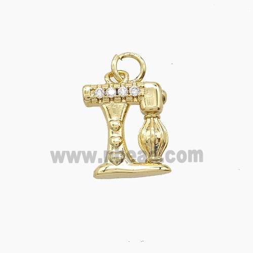 Copper Pendant Pave Zircon, Gold Plated