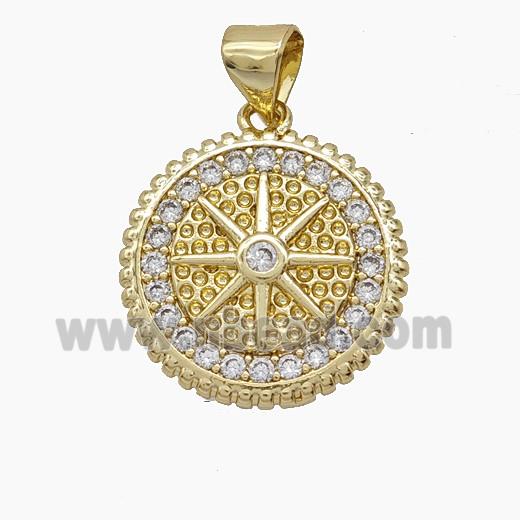 Copper Pendant Pave Zircon, Gold Plated