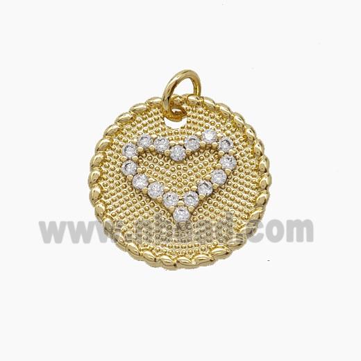 Copper Pendant Pave Zircon, Gold Plated