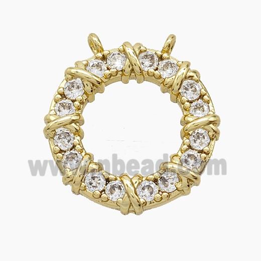 Copper Pendant Pave Zircon, Gold Plated