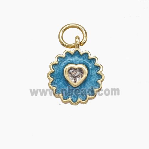 Enamel Copper Pendant, Gold Plated