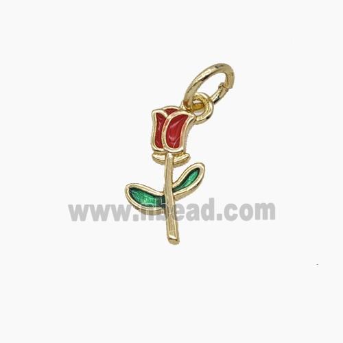 Enamel Copper Pendant, Gold Plated