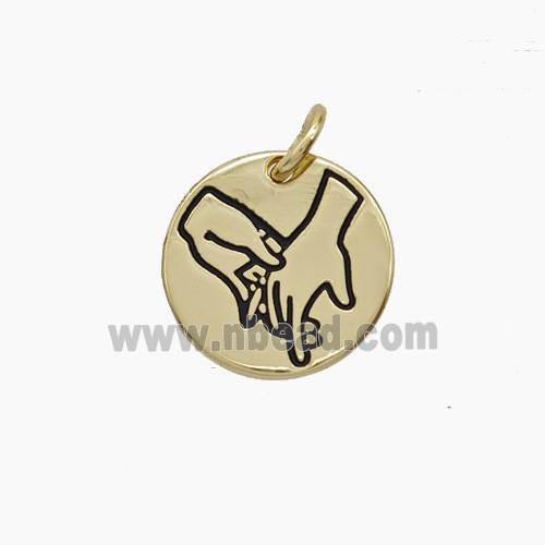 Enamel Copper Pendant, Gold Plated