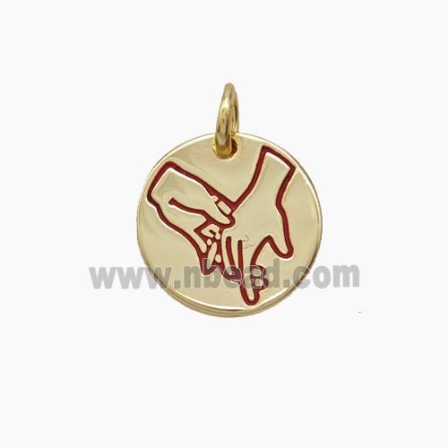 Enamel Copper Pendant, Gold Plated