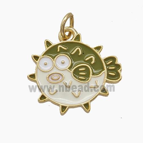 Enamel Copper Pendant, Gold Plated