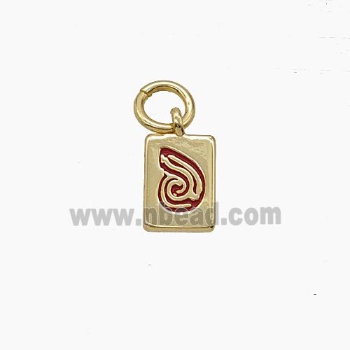 Enamel Copper Pendant, Gold Plated