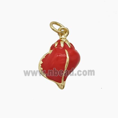Enamel Copper Pendant, Gold Plated