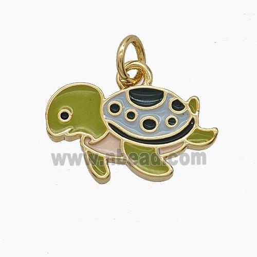 Enamel Copper Pendant, Gold Plated