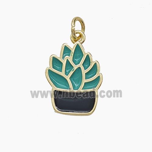 Enamel Copper Pendant, Gold Plated