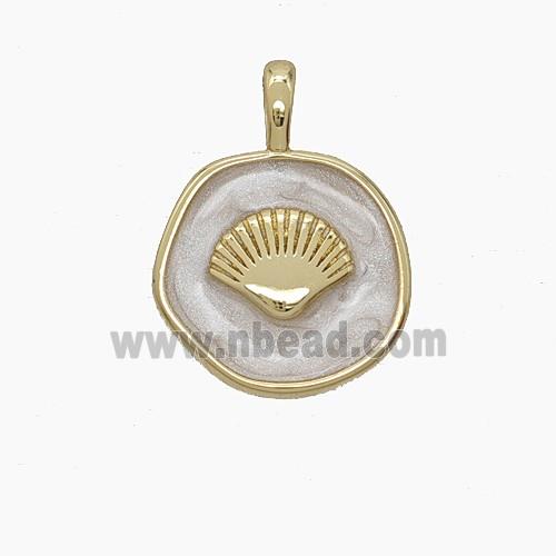 Enamel Copper Pendant, Gold Plated