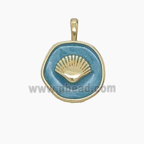 Enamel Copper Pendant, Gold Plated