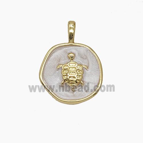 Enamel Copper Pendant, Gold Plated