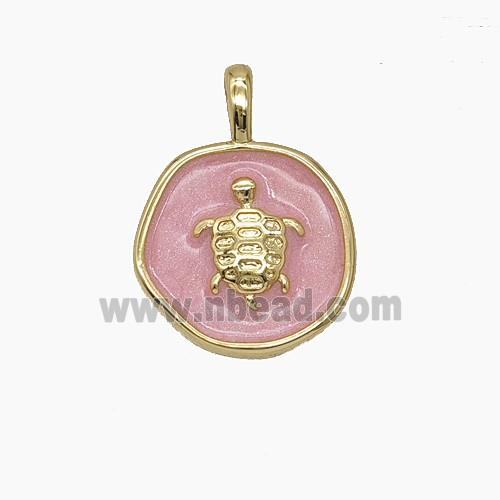 Enamel Copper Pendant, Gold Plated