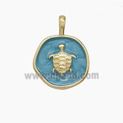 Enamel Copper Pendant, Gold Plated