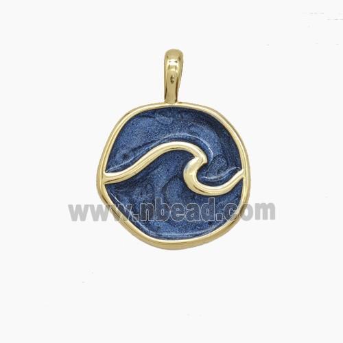 Enamel Copper Pendant, Gold Plated